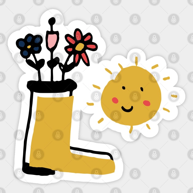 Floral Wellies Sticker by bruxamagica